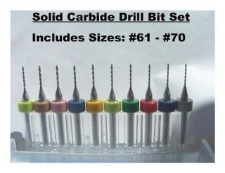 10 Piece Solid Carbide Drill Bit Set Jewelry #61 #70_D4