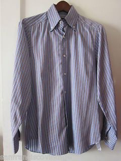 Massimo Dutti Cotton Dress Shirt, Size Small/Petite, Fitted, Brown 