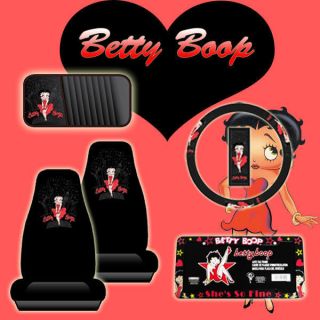   BETTY BOOP SEAT COVERS LICENSE PLATE CD DVD VISOR WHEEL COVER