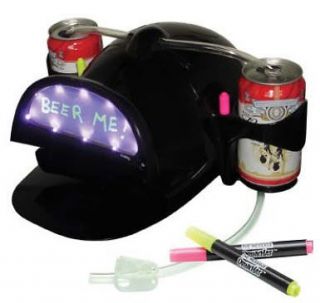 Black Message Beer Soda Drinking Helmet Hat Sport Game Twin Drink 