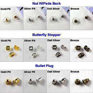 Bullet Plug,Butterfly,Ear Post Nut W/Pads Back Earring Stopper 4Colors 