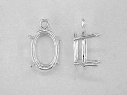 Oval 4 Prong Wire Mount Dangle Setting Sterling Silver