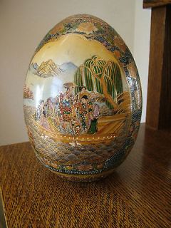 CHINESE Satsuma Decorative Egg Hand Painted ceramic 8 tall  