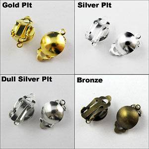 10Pc Round Ball Pad Clip On Earring findings Gold,Silver,Bronze,Dull 