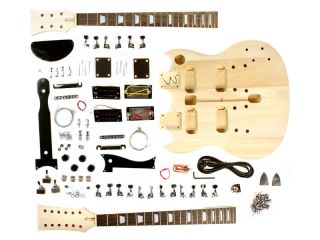 Unfinished RH Electric Guitar Double Body Neck DIY Kit Project New