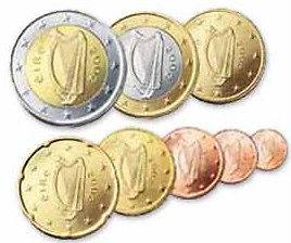 GENUINE IRISH CURRENCY SET EURO COINS EIRE HARP IRELAND