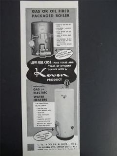 1958 Koven Gas or Electric Water Heater Photo Vintage Print Ad