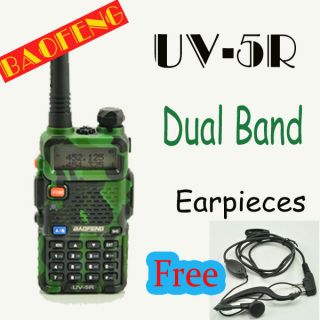 BaoFeng UV5R Free Earpiece Portable Walkie Talkie Dual band Two Way 