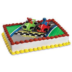 ELMO Cookie MONSTER Car Racers Sesame Street Party Cake Decoration 