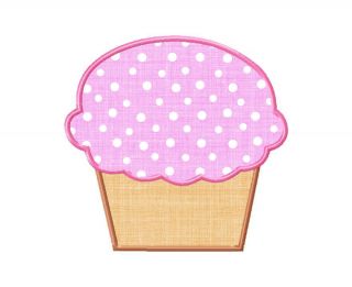Applique Cupcake Machine Embroidery Design   4 Sizes