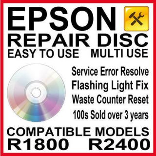 Epson Stylus Photo R1800 R2400 Printer   Fault Reset Disc Service 