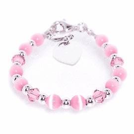   Pink Bracelet, Sterling Silver Personalized Baby Gift Stocking Stuffer