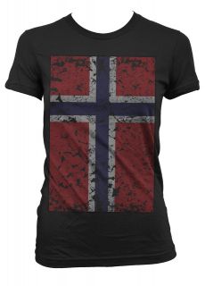   Distressed Flag Style Norwegian National Ethnic Pride Juniors T shirt