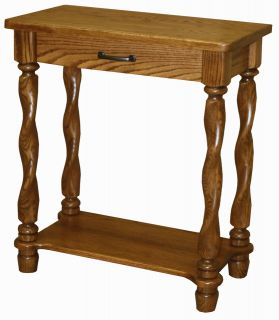 Amish End Table Console Traditional Solid Wood Twisted Leg Oak Brown 