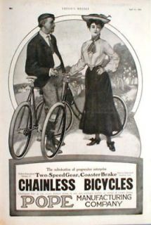 1904 Pope Bycycles The Couple On Wheels Exercise Outing