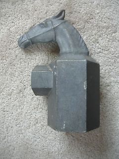 VINTAGE CAST METAL HORSE HEAD FENCE POST TOPPER TOP FINIAL