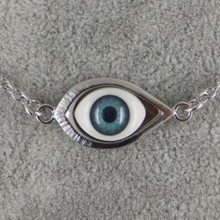   Punk Silver tone Mysterious teardrop Evil blue eye Pendants Necklace