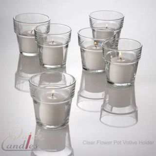 Set of 12 Flower Pot Glass Votive Candle Holders Bulk