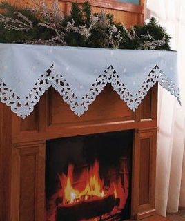 Embroidered Mantel Christmas Scarf IN BLUE 77 X 19