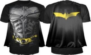   KNIGHT TDKR Batman costume tee WITH CAPE t shirt MENS S M L XL 2XL XXL