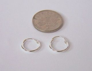   Sterling Silver 8mm Small Extra Tiny Top Hinged Hoop Sleeper Earrings