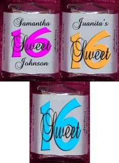   Sixteen BIRTHDAY PARTY CANDY Wrappers Personalized Party favors Item F