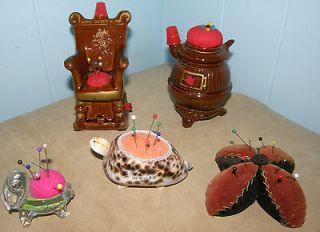   PIN CUSHION ROCKING CHAIR TURTLE SHELL WOOD STOVE FIGURAL GLASS