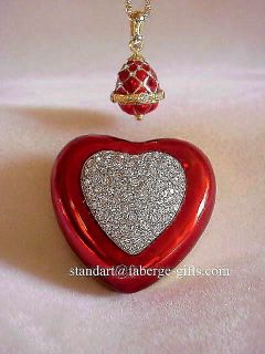   Anastasia Russian enamel Heart Jewel Box & Faberge Egg Necklace