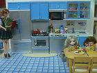 BARBIE BLUE COLOR kitchen refrigerator stove cabinets sink microwave 