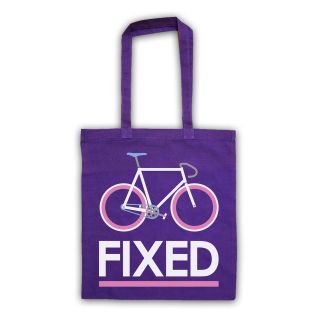 FIXED GEAR BICYCLE BIKE FIXIE CYCLE CANVAS TOTE SHOPPING SHOPPER BAG 