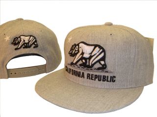   Republic Grey Snapback Snap Back Flat Bill Baseball Cap Caps Hat