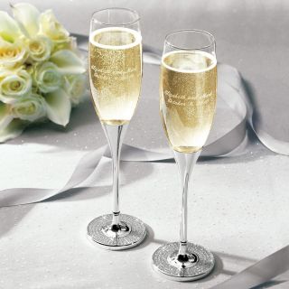 Glitter Galore Wedding Champagne Toasting Flutes Pair + Option to 