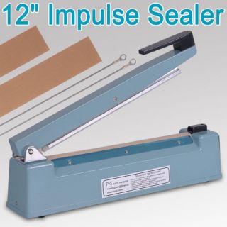 12 Impulse Heat Sealer Plastic Poly Bag Closer Machine Teflon Sealing 