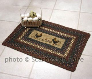 Country Rug (Chicken Rug) braided rectangle kitchen rug country decor