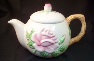 Vintage Teleflora Ceramic Tea Pot Pink Roses