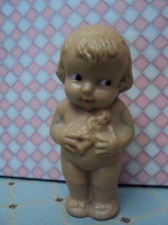 Vtg 1940s Latex Rubber GIRL Squeaker Doll 5 1/2 inches Unmarked