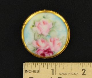 Antique Vintage Victorian Pin Brooch Hand Painted Porcelain Gold 