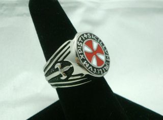 Knights Templar Soldiers of Christ Masonic Ring Red Seal