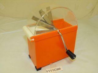 VTG 1950 70s Hand crank Food Slicer Chopper Orange Plastic