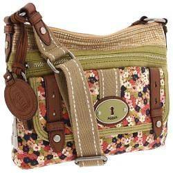 Fossil MADDOX Floral Fabric Top Zip Messenger Crossbody Bag Handbag 