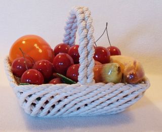 Capodimonte Fruit Basket Made In Italy Banana Cherry Pear Orange 