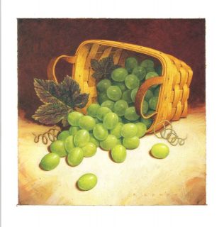 Longaberger Fruit Medley PRINT ~ GRAPES in TEA Basket