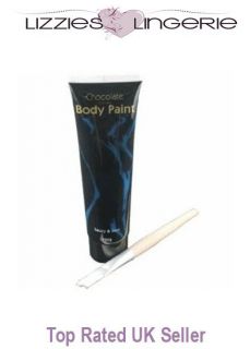 Saucy Sexy Edible Chocolate Body Paint and Brush Adult Fun