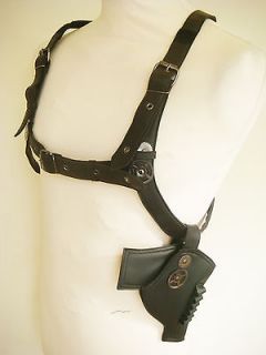 SDL Steampunk mens leather look holster with cogs