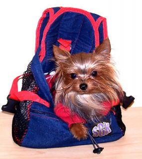 Size LARGE Denim Front Pouch Yorkie/Chihuah​ua Pet Carrier