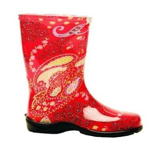 SLOGGERS PRINTED GARDEN BOOTS WOMENS RAINBOOTS PAISLEY RED SIZES 6 10