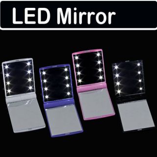 8LED Make up Cosmetic Pocker Mirror 8 LED Light Lamps DIY Fashion 