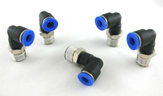 Push In One Touch to Connect Fittings 1/4 OD 1/4 NPT 90 Deg Swivel 