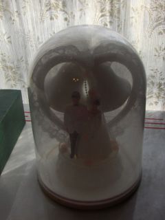 Vintage Bride & Groom Wedding Cake Topper Heart Arbor Beaded Lace 