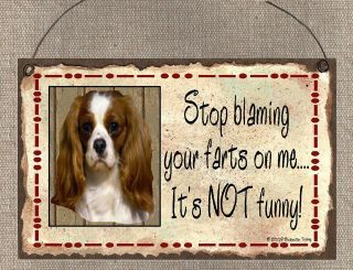   CHARLES SPANIEL STOP BLAMING YOUR FARTS ON ME DOG SIGN FART PLAQUE